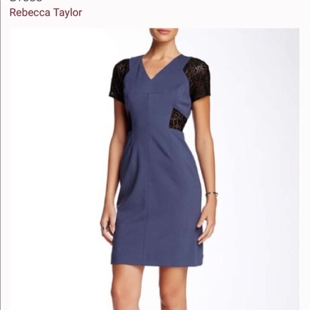 Rebecca Taylor Blue Sheath Dress V-Neck Short Sleeve